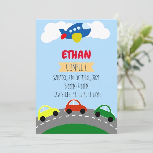 CUMPLEANOS DE NINO TRANSPORTACION, CARRITOS KAART (Staand voorkant)