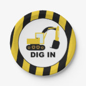 Cumpleaños infantil excavadoras Dig In Papieren Bordje (Voorkant)