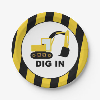Cumpleaños infantil excavadoras Dig In Papieren Bordje