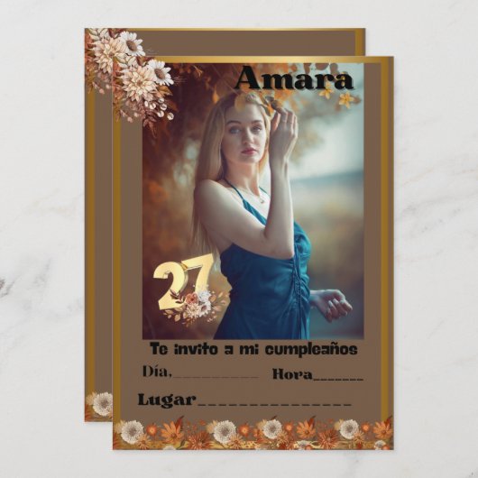 cumpleanos Invitation Kaart (Voorkant / Achterkant)