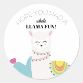 Cumpleaños Llama Ronde Sticker (Voorkant)