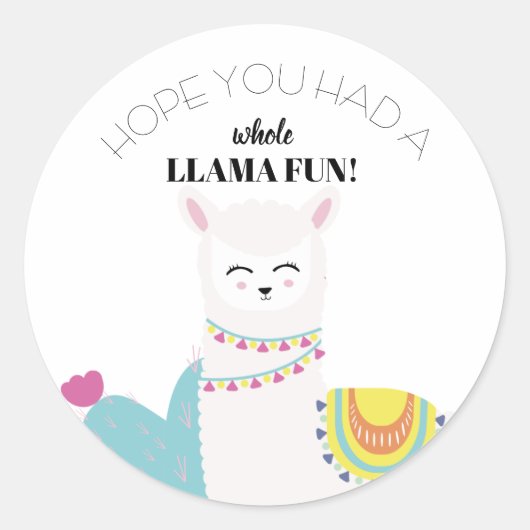 Cumpleaños Llama Ronde Sticker (Voorkant)