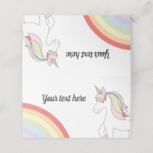 Cumpleaños Unicornio Plaatskaartje (Buitenkant ongevouwen)
