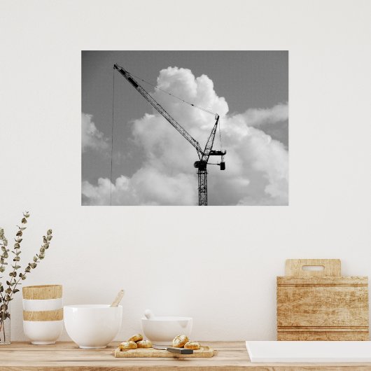Cumulonimbus Crane - Zwart-wit Poster (Keuken)