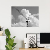 Cumulonimbus Crane - Zwart-wit Poster (Thuiskantoor)