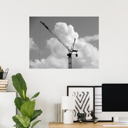 Cumulonimbus Crane - Zwart-wit Poster (Thuiskantoor)