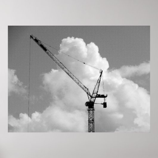 Cumulonimbus Crane - Zwart-wit Poster (Voorkant)
