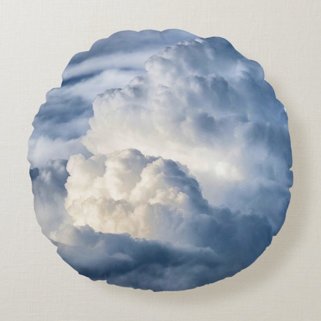 Cumulus Cloud Groep Rond Kussen (Voorkant)