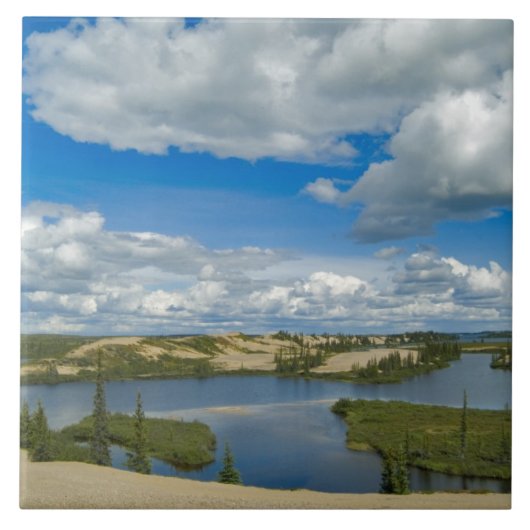 Cumuluswolken zweven boven meren, Northwest Tegeltje (Voorkant)
