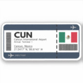 CUN Cancun Boarding Pass - Airport Ticket Sticker (Voorkant)