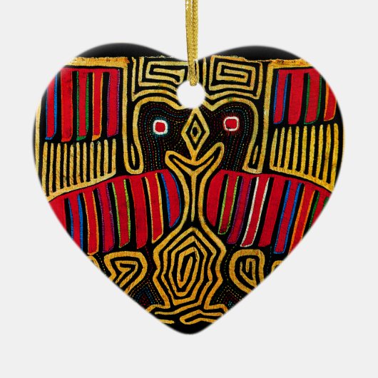 Cuna Indian Mola Duck Design Keramisch Ornament (Voorkant)