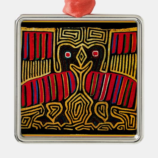 Cuna Indian Mola Duck Design Metalen Ornament (Voorkant)