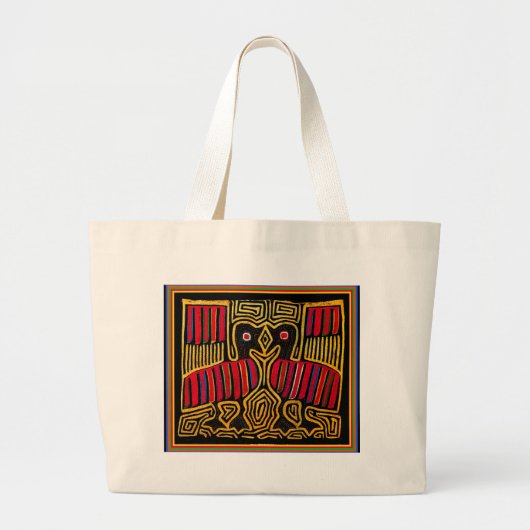 Cuna Indian Mola Eend Design Grote Tote Bag (Voorkant)