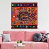 Cuna Indian Mola Flying Fish Canvas Afdruk (Insitu (Woonkamer))