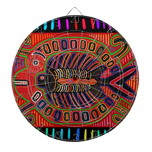 Cuna Indian Mola Flying Fish Dartbord (Voorkant)