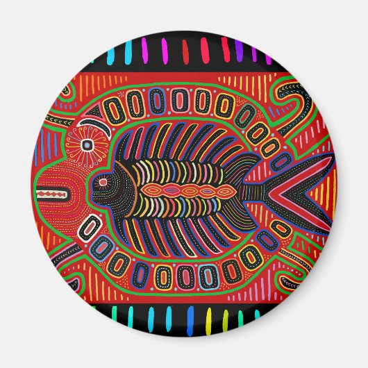 Cuna Indian Mola Flying Fish Magneet (Voorkant)