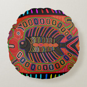 Cuna Indian Mola Flying Fish Rond Kussen