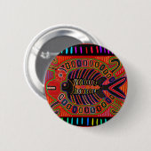 Cuna Indian Mola Flying Fish Ronde Button 5,7 Cm (Voorkant /achterkant)