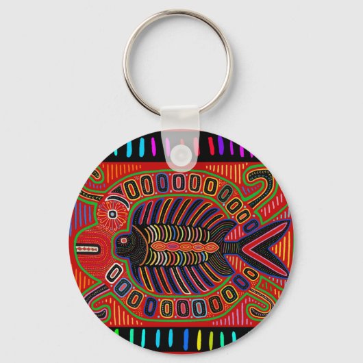 Cuna Indian Mola Flying Fish Sleutelhanger (Voorkant)