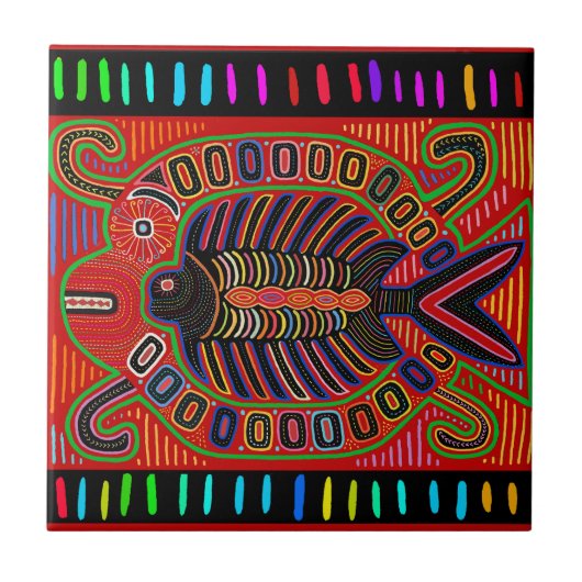 Cuna Indian Mola Flying Fish Tegeltje (Voorkant)