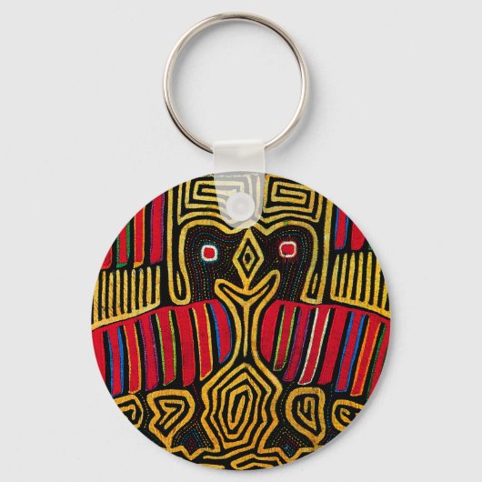 Cuna Indianen Mola Eend Ontwerp Sleutelhanger (Voorkant)