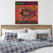 Cuna Indiase Mola Vliegende Vis Canvas Afdruk (Insitu (Slaapkamer))