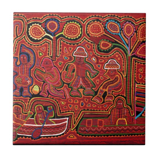 Cuna Indische Mannen in Cayucos Tegeltje (Voorkant)