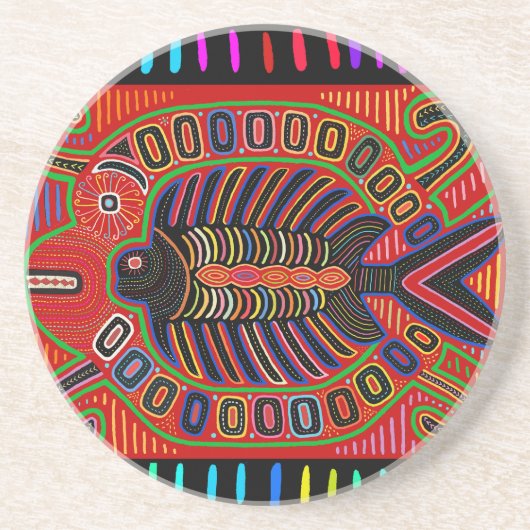 Cuna Indische Mola Vliegende Vis Zandsteen Onderzetter (Voorkant)