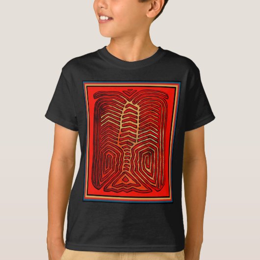 Cuna Indische Stam Kreeft Skelet T-shirt (Voorkant)