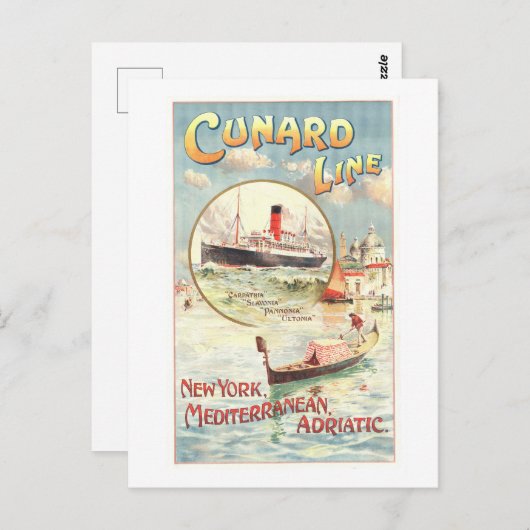  Cunard Line Adverteren Poster Briefkaart (Voorkant / Achterkant)