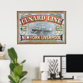 Cunard Line en Poster New York en Liverpool 1875 (Thuiskantoor)