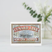 Cunard Line New York Liverpool 1875 Briefkaart (Staand voorkant)
