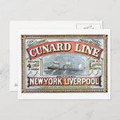 Cunard Line New York Liverpool 1875 Briefkaart (Voorkant / Achterkant)