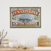 Cunard Line New York-Liverpool Oude Poster (Keuken)