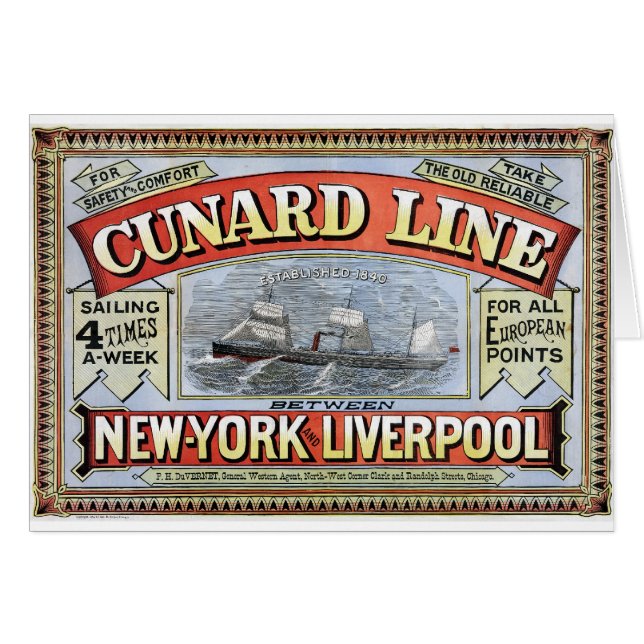 Cunard Line New York Liverpool Poster (Voorkant Horizontaal)