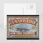 Cunard Line New York Liverpool Poster Briefkaart (Voorkant / Achterkant)