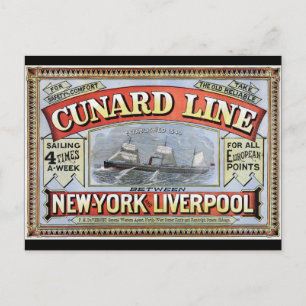 Cunard Line New York Liverpool Poster Briefkaart