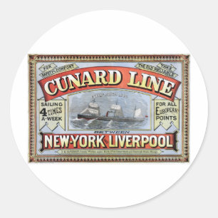 Cunard Line New York Liverpool Poster Ronde Sticker