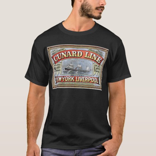 Cunard Line New York Liverpool Poster T-shirt (Voorkant)