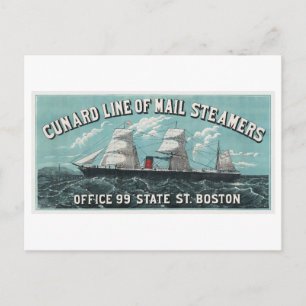 Cunard Line of Mail Steamers Advertentie Vintage Briefkaart