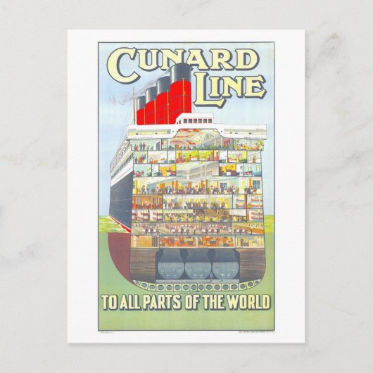  Cunard Line Scheepsdiagram Briefkaart (Voorkant)