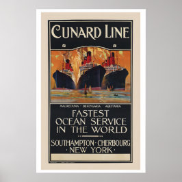 Cunard Line Snelste Oceaan Dienst ter Wereld Poster