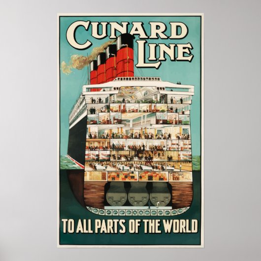 Cunard Line - Vintage Travel Poster (Voorkant)