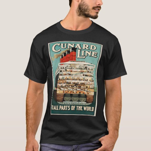 Cunard Line Vintage Travel T-shirt (Voorkant)