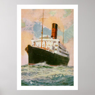 Cunard Liner Ascania op Zee Poster