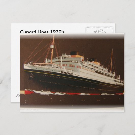 Cunard Lines 1930 Briefkaart (Voorkant / Achterkant)