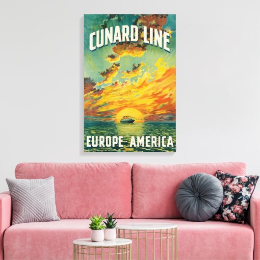 CUNARD OCEAANLIJN EUROPE AMERIKA CANVAS PRINT (Insitu (Woonkamer))