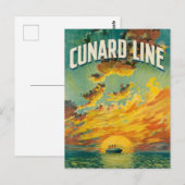 CUNARD OCEAN LINER EUROPE AMERICA BRIEFKAART (Voorkant / Achterkant)