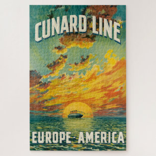 CUNARD OCEAN LINER EUROPE AMERICA BRIEFKAART LEGPUZZEL