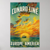 CUNARD OCEAN LINER EUROPE AMERICA POSTER (Voorkant)